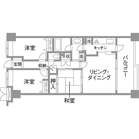 東京都狛江市マンションリフォーム・リノベーション事例|改修前間取り図