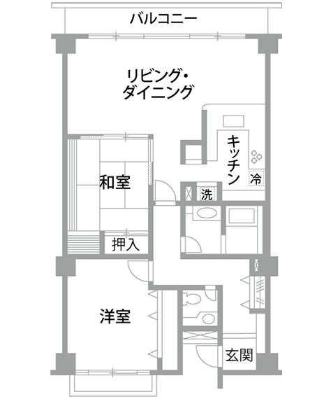 神奈川県横浜市マンションリフォーム・リノベーション事例|改修前間取り図