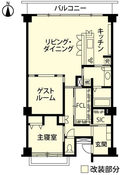 神奈川県横浜市マンションリフォーム・リノベーション事例｜改修後間取り図