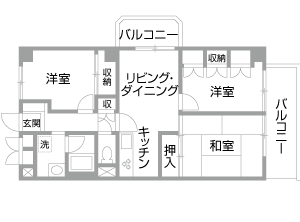 マンションリフォーム・リノベーション事例|改修前 間取り図