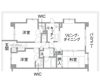 マンションリフォーム・リノベーション事例｜既存の間取り図