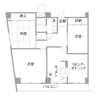 マンションリフォーム・リノベーション事例｜既存の間取り図