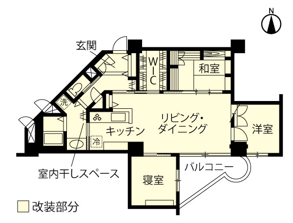 リノベーション施工事例　改修間取り図