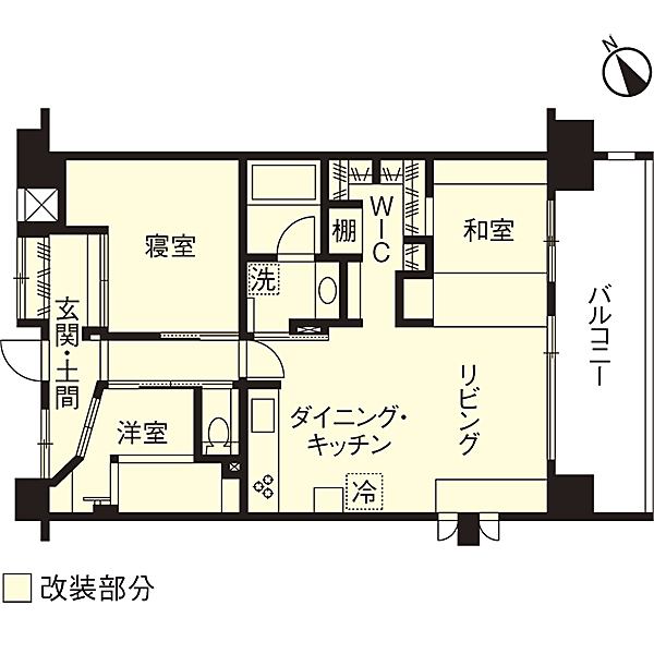 リノベーション施工事例　改修間取り図