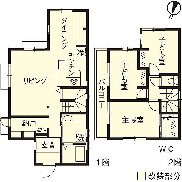 リノベーション施工事例　改修間取り図