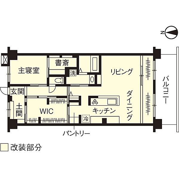 リノベーション施工事例　改修間取り図