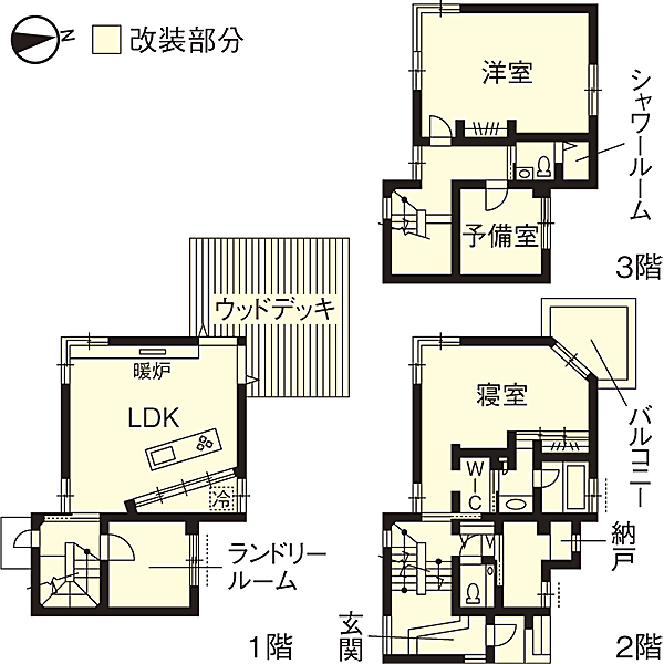 リノベーション施工事例 改修間取り図
