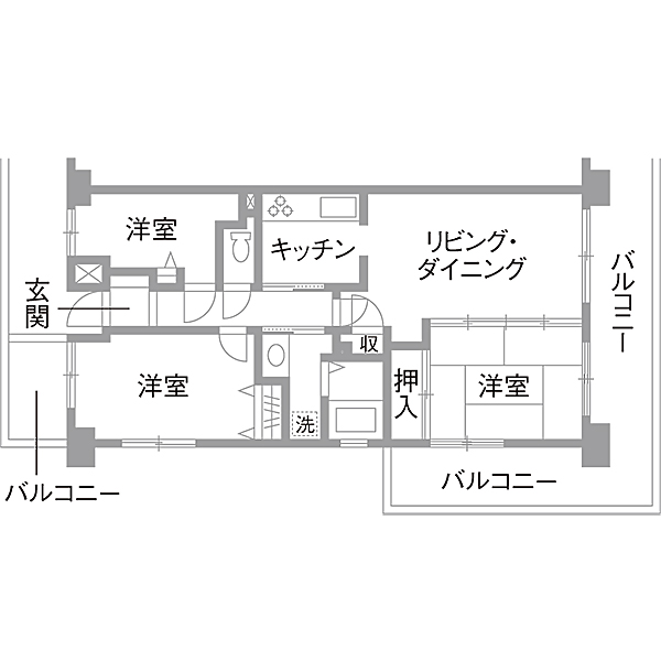 リノベーション施工事例　既存間取り図