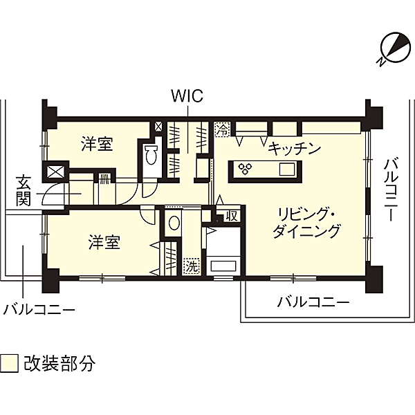 リノベーション施工事例　改修間取り図