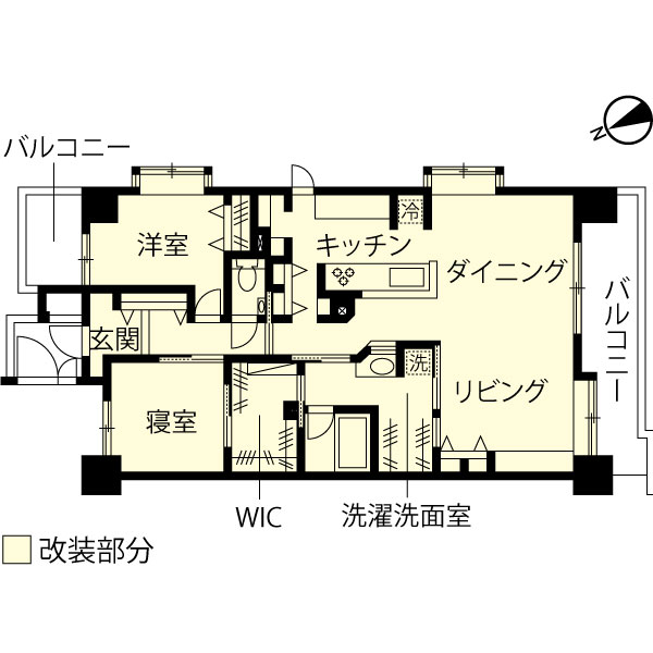 リノベーション施工事例　改修間取り図