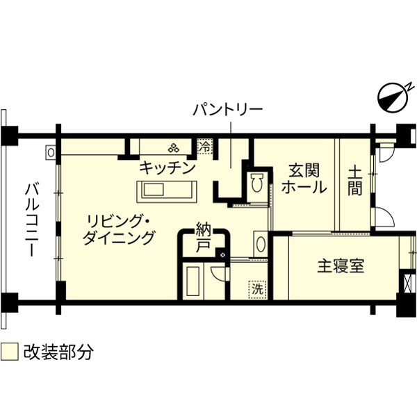 リノベーション施工事例　改修間取り図