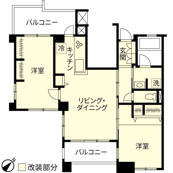 リノベーション施工事例　改修間取り図