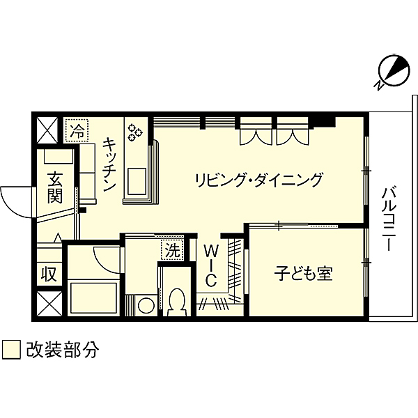 リノベーション施工事例　改修間取り図