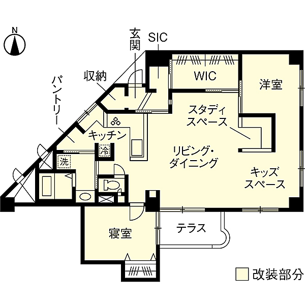 リノベーション施工事例　改修間取り図