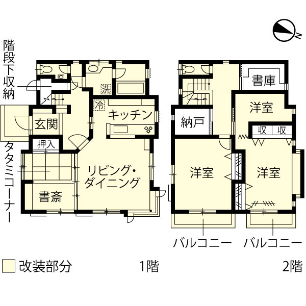 リノベーション施工事例 改修間取り図