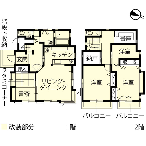 リノベーション施工事例　改修間取り図