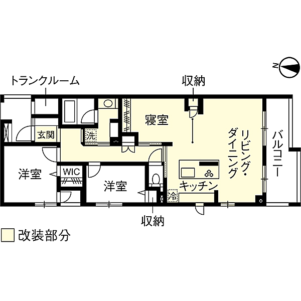 リノベーション施工事例　改修間取り図