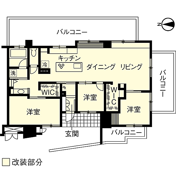 リノベーション施工事例　改修間取り図