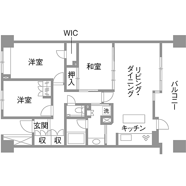 リノベーション施工事例　既存間取り図