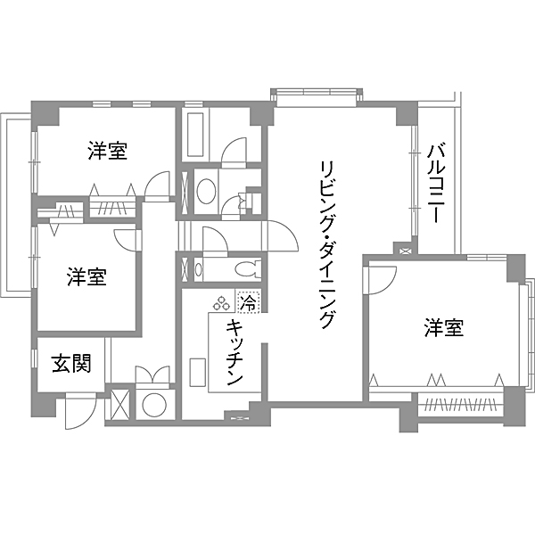 リノベーション施工事例　既存間取り図