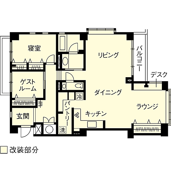 リノベーション施工事例　改修間取り図