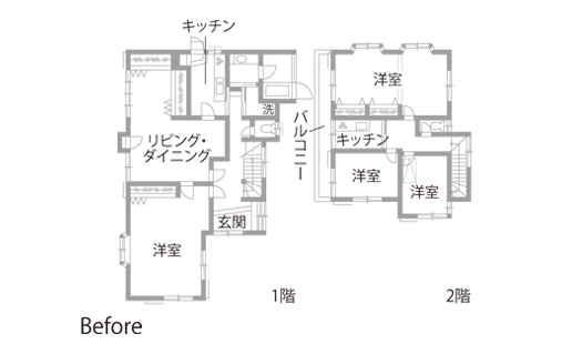 戸建てリノベーション　既存間取り図