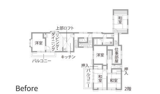 戸建てリノベーション　既存間取り図