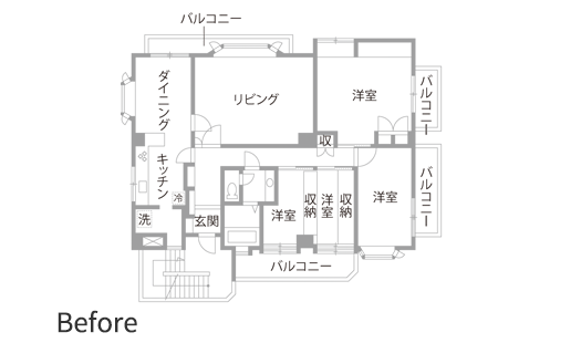 マンションリノベーション　既存間取り図