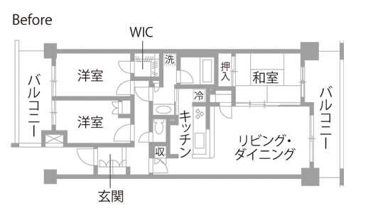 マンションリノベーション　既存間取り図