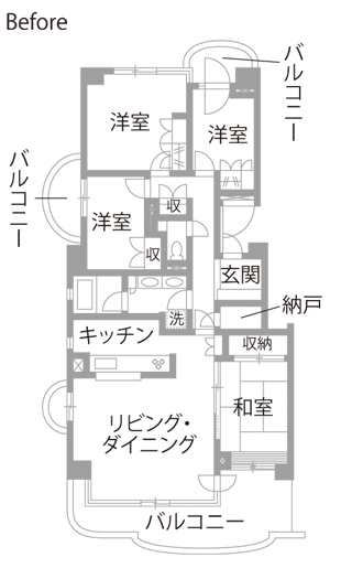 マンションリノベーション 既存間取り図