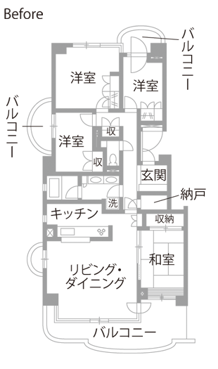 マンションリノベーション　既存間取り図