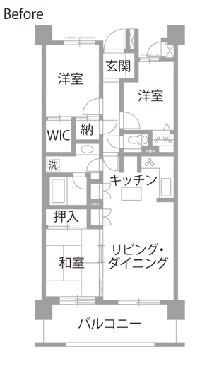 マンションリノベーション　既存間取り図