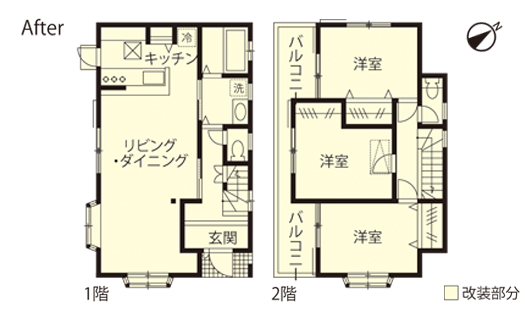 戸建リノベーション 改修間取り図