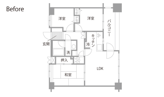 マンションリノベーション 既存間取り図