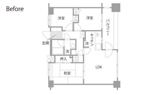 マンションリノベーション　既存間取り図