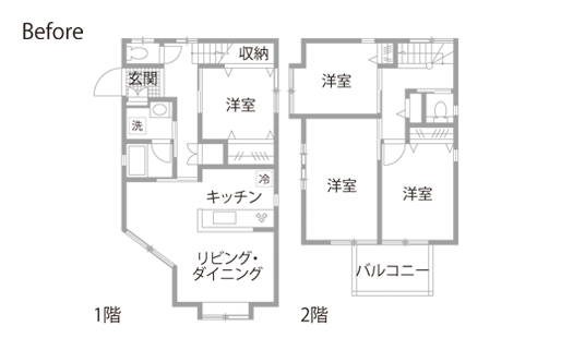 戸建てリノベーション　既存間取り図