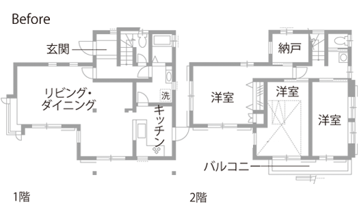 戸建てリノベーション 既存間取り図