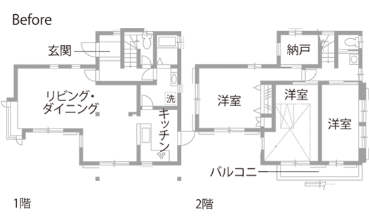 戸建てリノベーション　既存間取り図