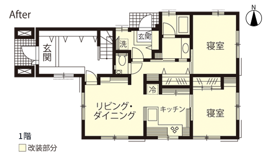 戸建てリノベーション　改修後間取り図