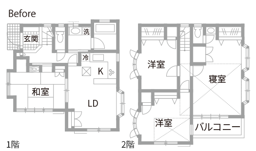 戸建てリノベーション　既存間取り図