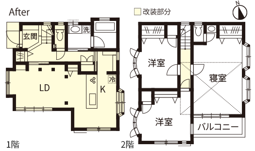 戸建てリノベーション 改修後間取り図