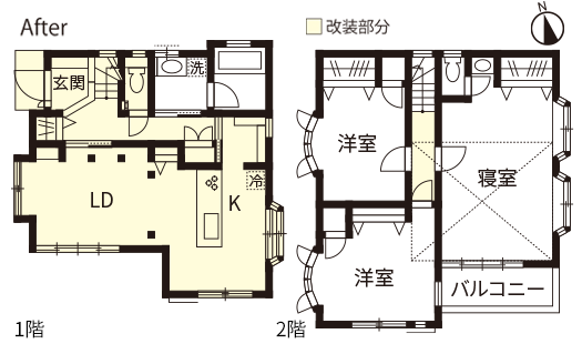 戸建てリノベーション　改修後間取り図