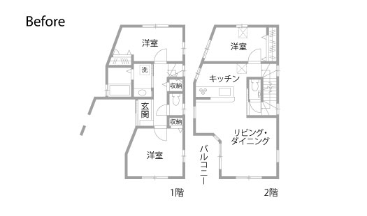 戸建てリノベーション　既存間取り図