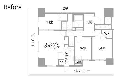 マンションリノベーション　既存間取り図