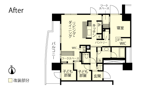 マンションリノベーション　改修後間取り図