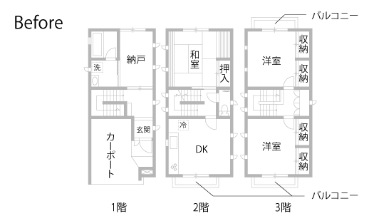 戸建てリノベーション　既存間取り図