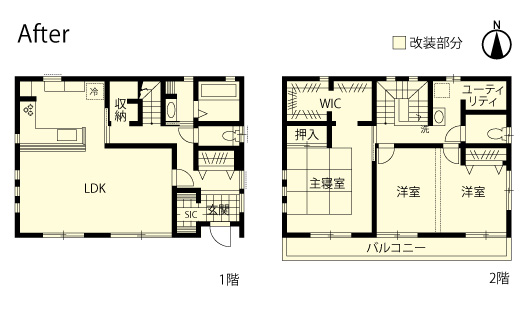 戸建てリノベーション　改修後間取り図