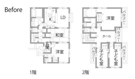 戸建てリノベーション　既存間取り図