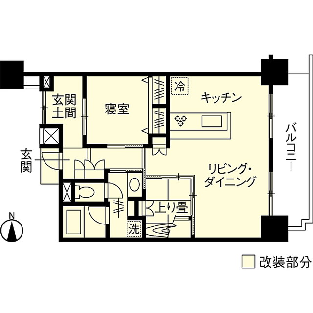 ワンストップリノベーション｜キッチンの位置を大移動！大きな間取り変更も可能｜アフター間取り図面