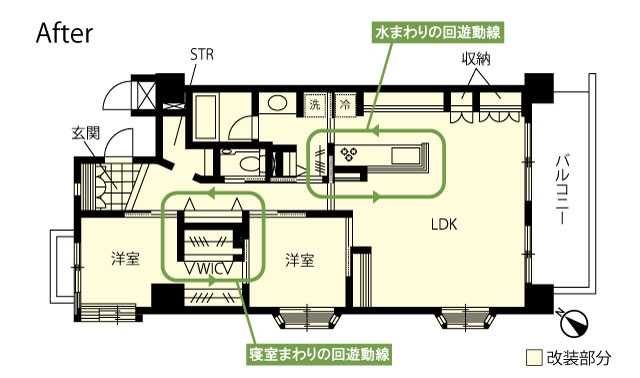 リノベのネタ帳｜夫婦ゆったりのくらし　マンションリノベーション　After間取り図